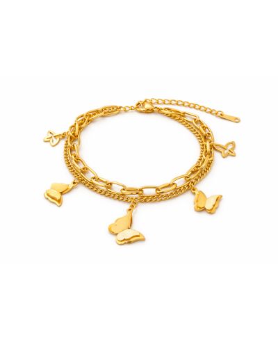 Rebl Jewelry Butterfly Charm Bracelet Stainless Steel