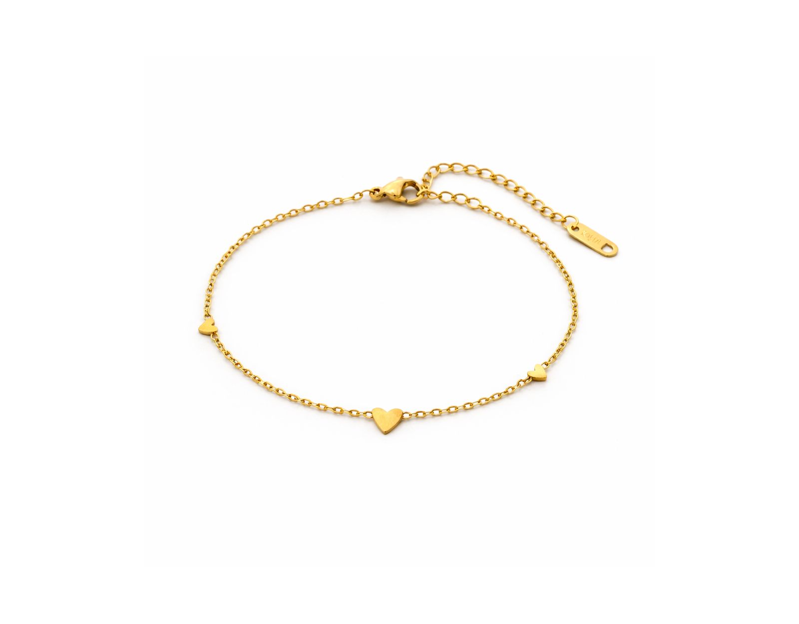 Rebl Jewelry Dainty Heart Station Bracelet Stainless Steel