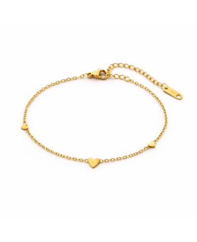 Rebl Jewelry Dainty Heart Station Bracelet Stainless Steel