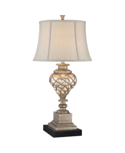 Настольная LED лампа Barnes and Ivy 30.5" серебристое стекло с ночником и абажуром цвета off white
