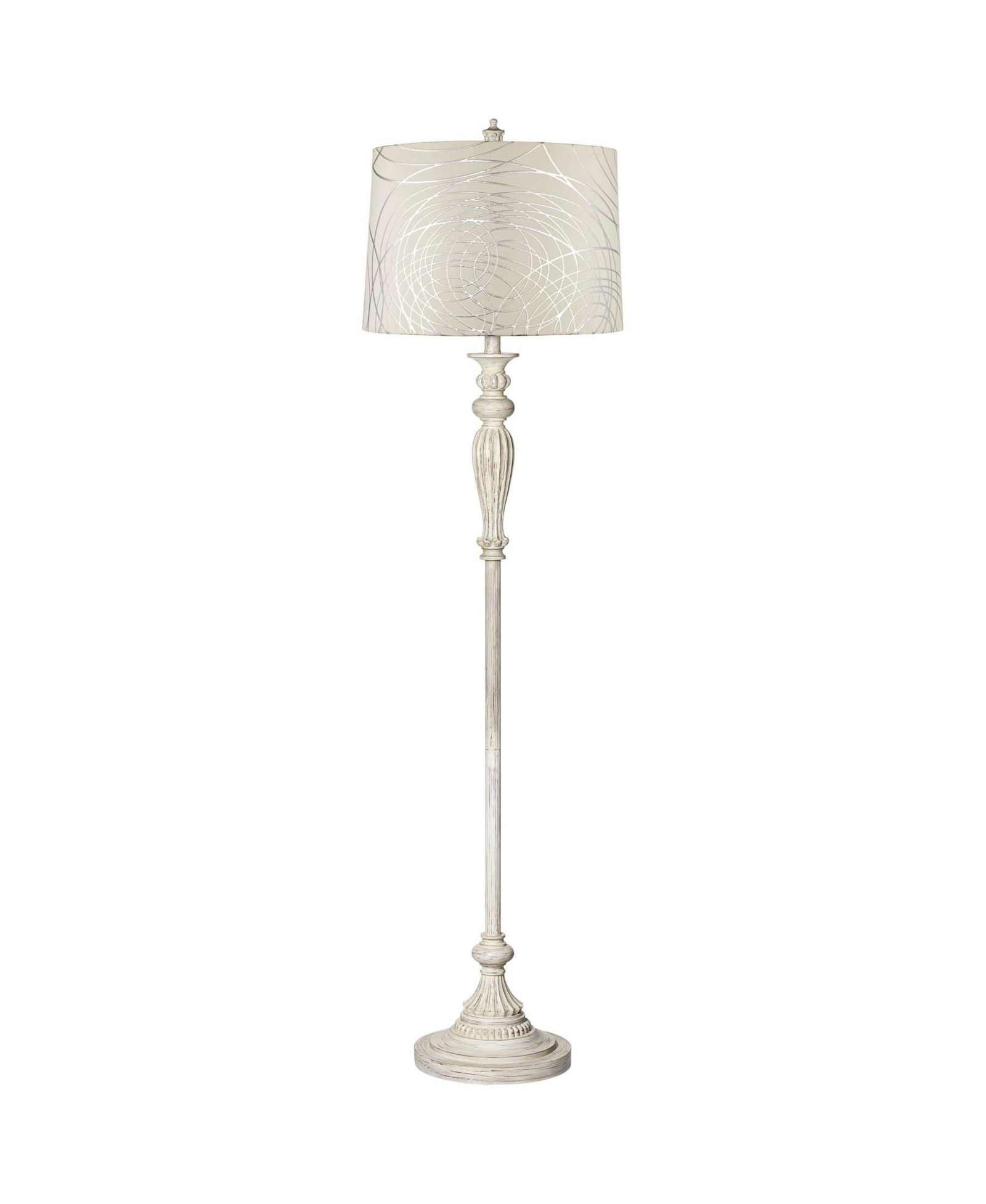 360 Lighting Vintage Shabby Chic Floor Lamp Tall Antique White Washed  Washed Drum Shade for Living Room Bedroom Office