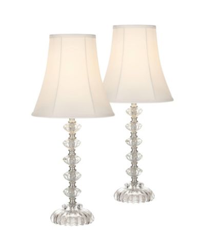360 Lighting Bohemian Country Cottage Accent Table Lamps 21" High Set of 2 Clear Stacked Glass Bell для спальни и гостиной