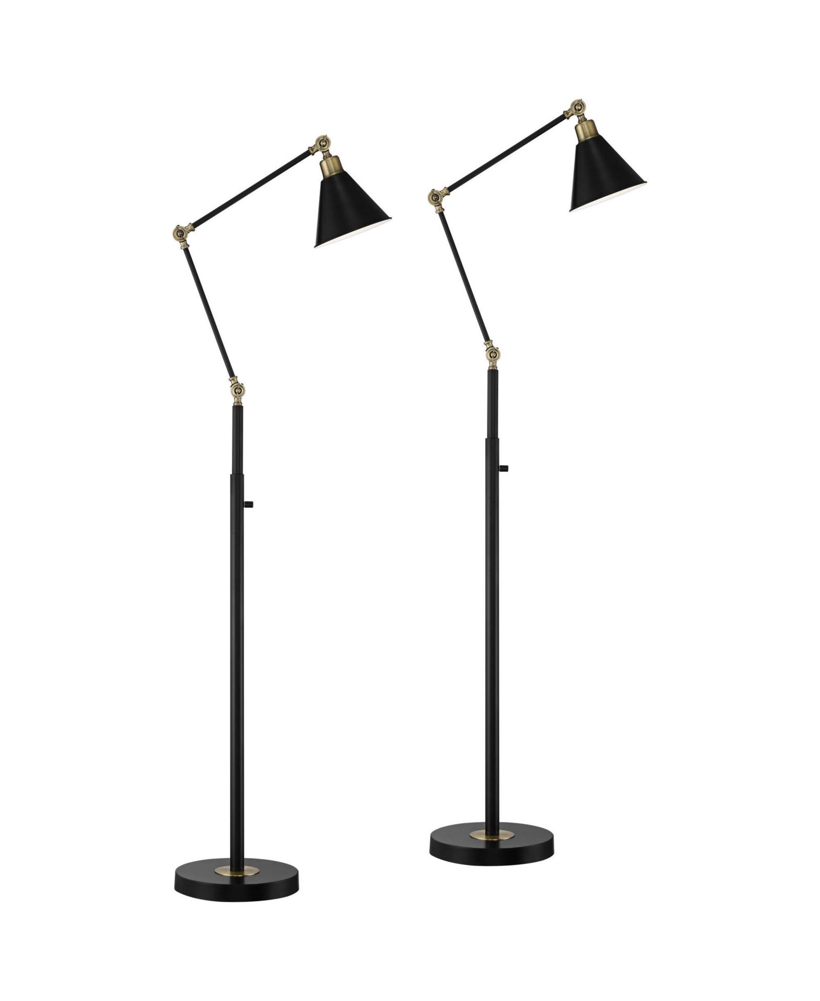 360 Lighting Wray Mid Century Modern напольные лампы, набор из 2 шт., регулируемые, металл, античная латунь