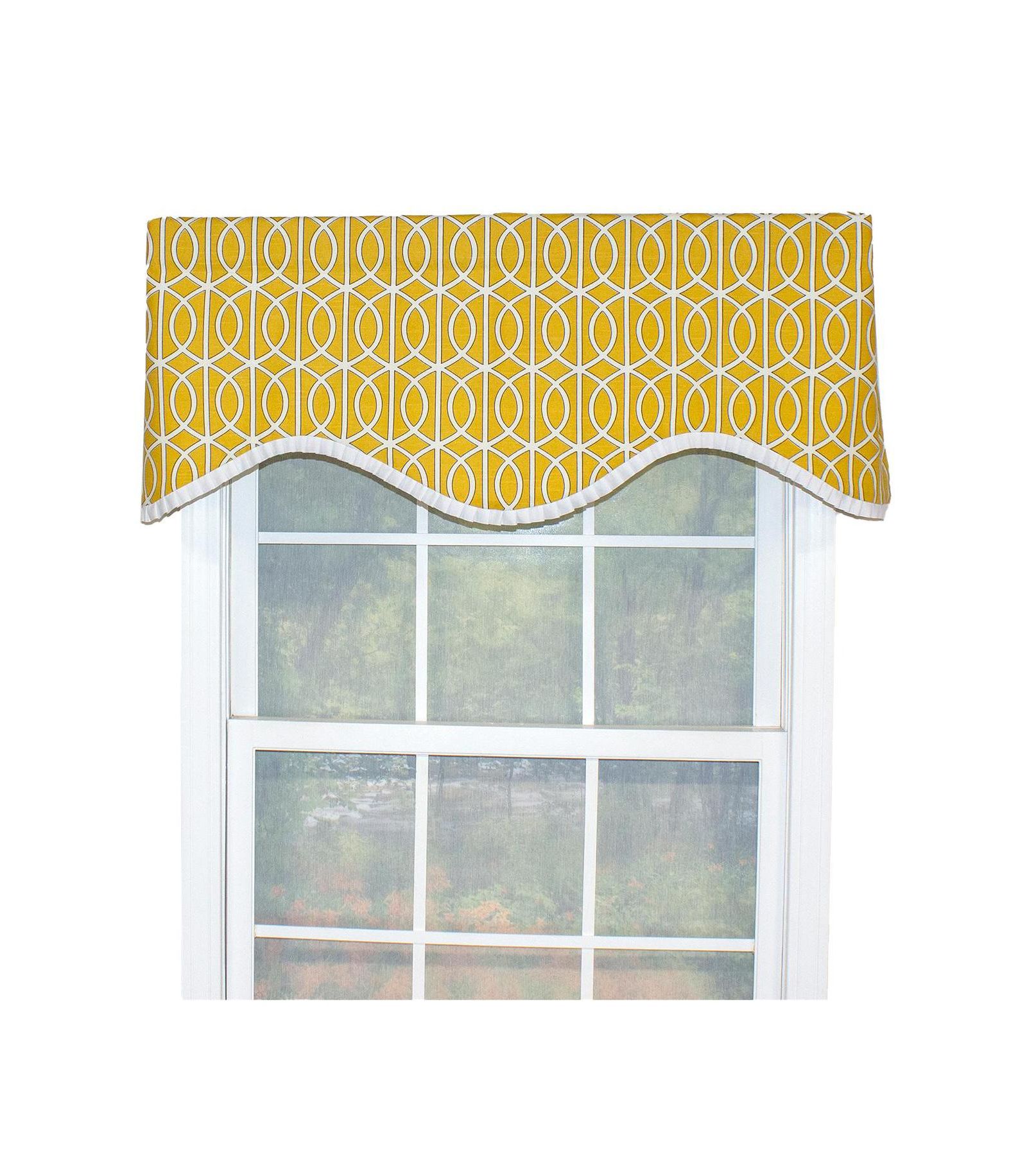 RLF Home Sequence Ruffled Cornice 100% Cotton with Fully Lined 3" Rod Pocket Valnance for Windows 50" x 17" Lemon