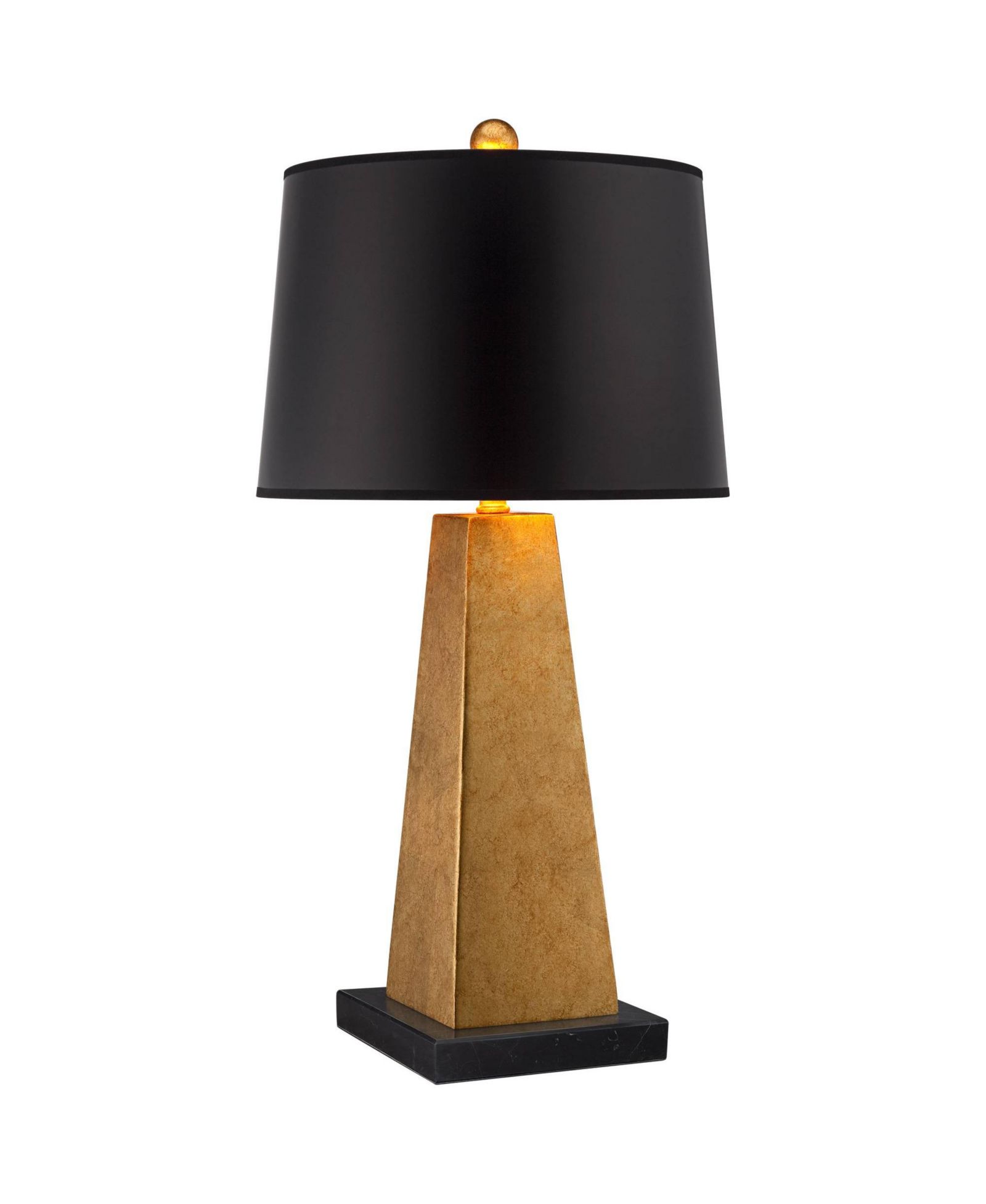 Possini Euro Design Obelisk Modern Table Lamp with Square Marble Riser 26" High Gold Leaf Drum Shade для спальни, гостиной, прикроватной тумбочки, детской