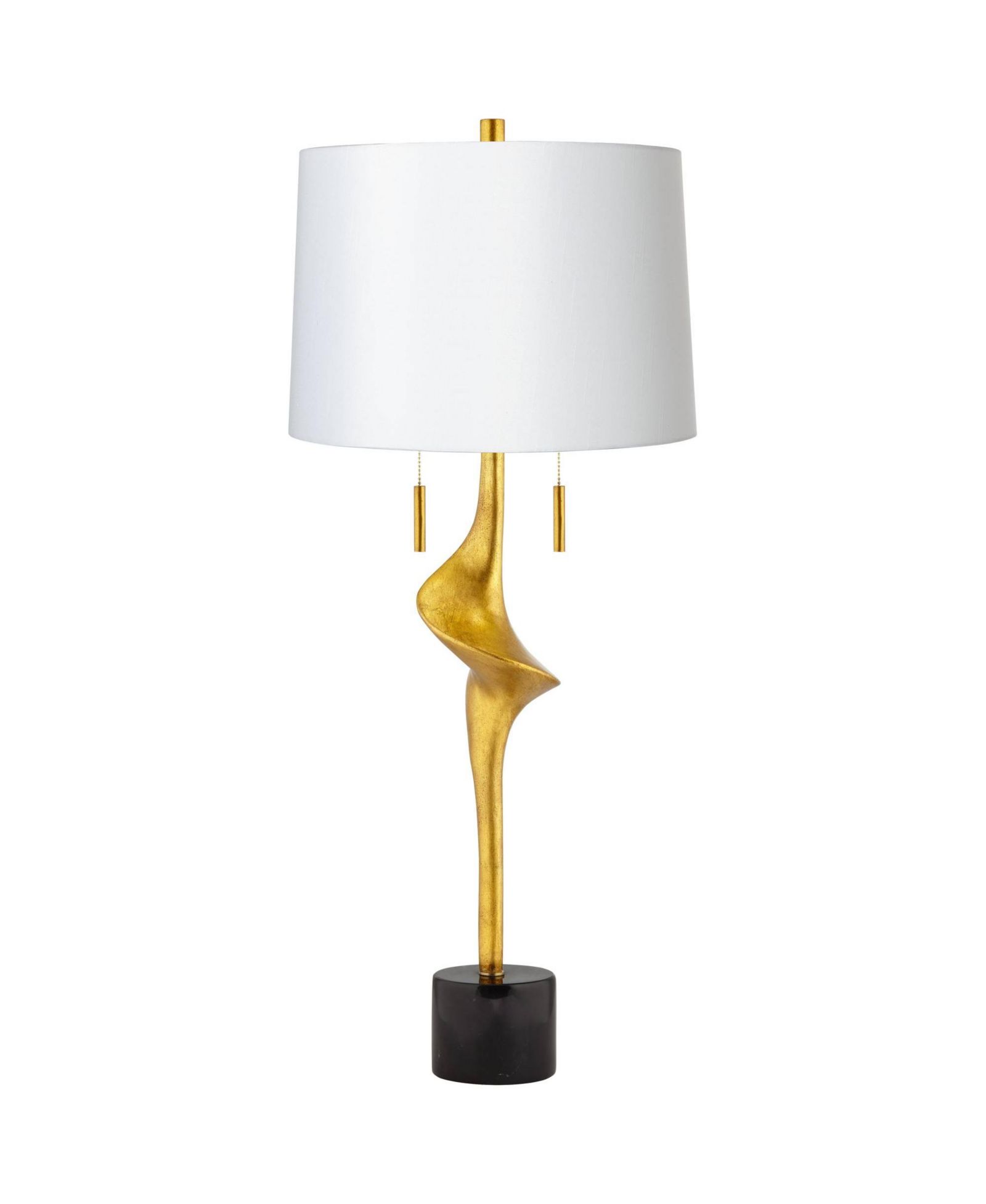 Possini Euro Design Athena Tall Large Modern End Table Lamp Pull Chain Gold Leaf Finish Metal Living Room Shade