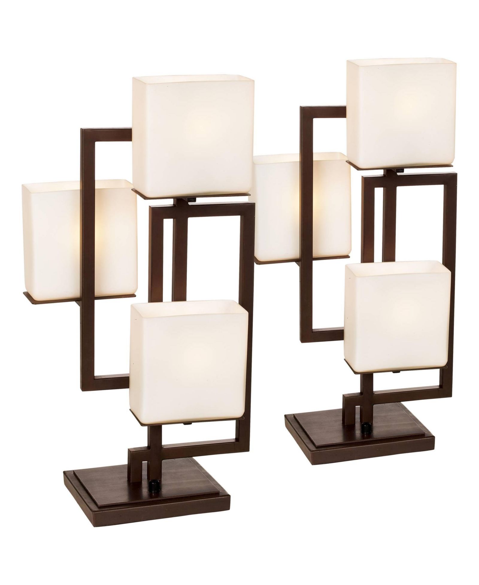 Possini Euro Design 24" High Geometric Small Modern Table Lamps Set of 2  Roman Bronze Finish Metal Living Room Bedroom