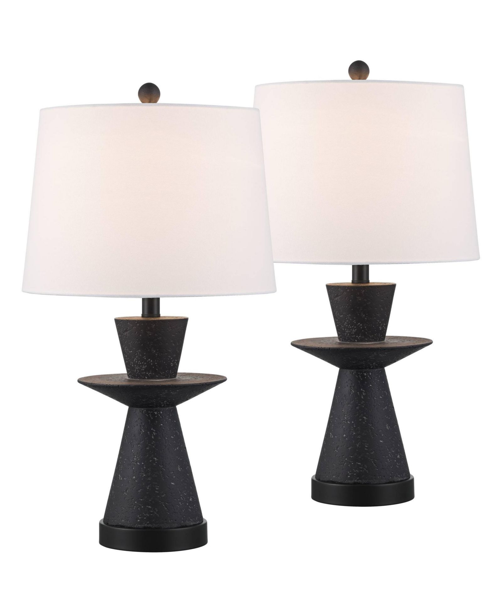 360 Lighting Fiona 24 1/2" High Mid Century Modern 3-Way Table Lamps Set of 2 USB Port  Metal  Living Room Charging