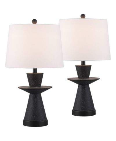 360 Lighting Fiona 24 1/2" High Mid Century Modern 3-Way Table Lamps Set of 2 USB Port  Metal  Living Room Charging