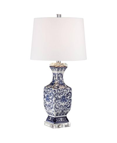 Настольная лампа Barnes and Ivy 28" Traditional с фарфоровым цветочным узором и USB портом