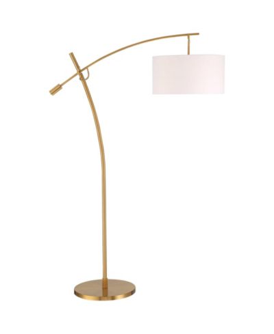 Напольный дуговой торшер Possini Euro Design Raymond 69" с умной розеткой и регулируемым золотистым абажуром