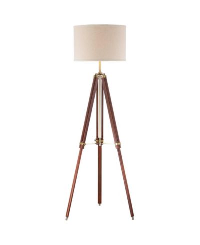 Напольный торшер Possini Euro Design Serveyor Modern 57 1/2" Tall Tripod с регулируемым абажуром из вишневого дерева и латуни