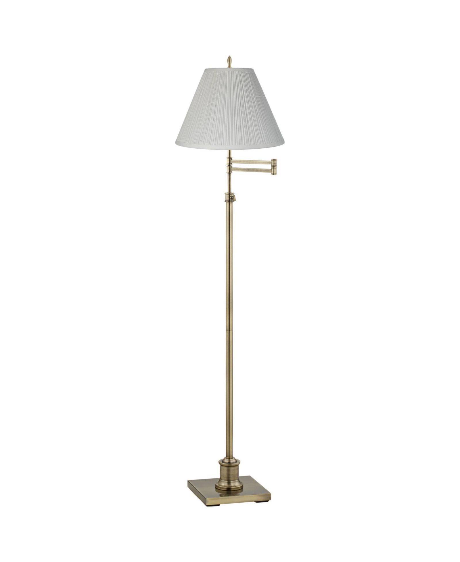 360 Lighting Chic Swing Arm Floor Lamp 70" Tall Antique Brass Mushroom Pleated Empire Shade for Living Room Reading Bedroom Office