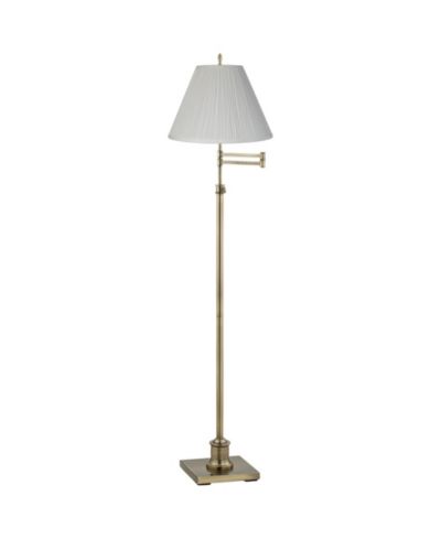 Напольный торшер 360 Lighting с изогнутым кронштейном, 70" Tall, античная латунь, плиссированный абажур