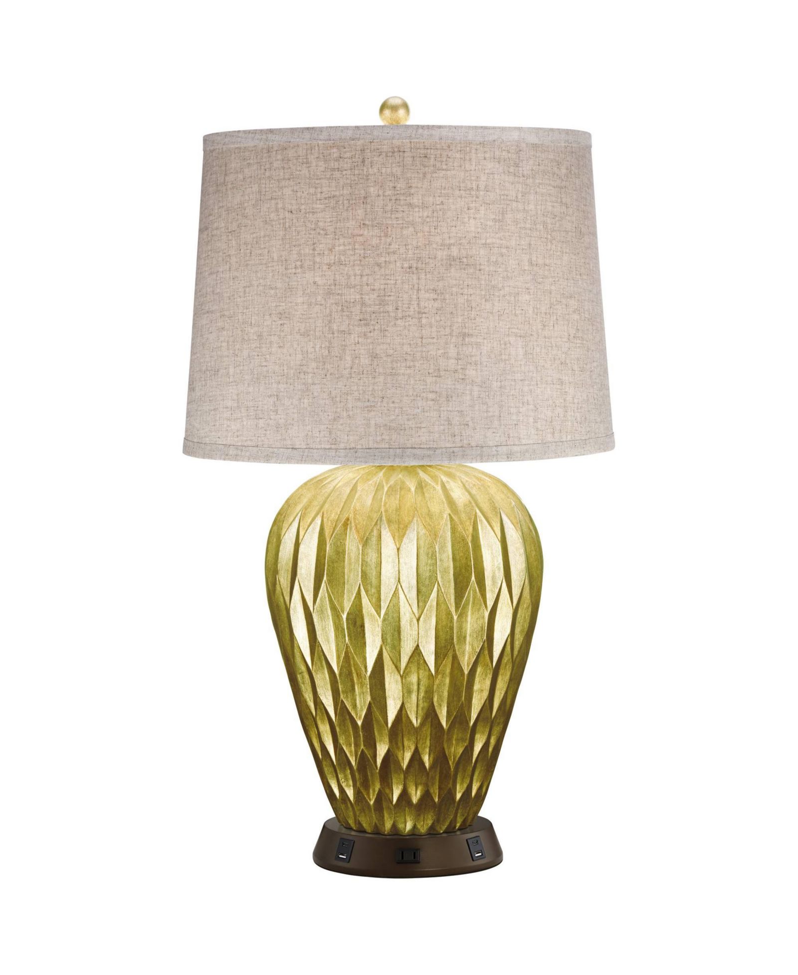 Possini Euro Design Modern Table Lamp with USB and AC Power Outlet Workstation Charging Base 28" Tall Bronze Fabric Drum Shade Living Room