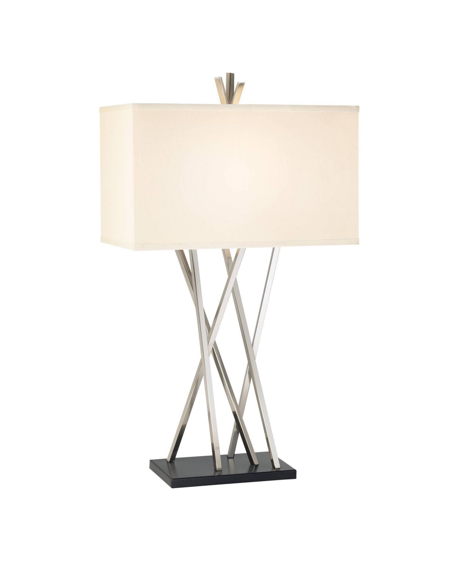 Possini Euro Design Asymmetry Modern Table Lamp 30" Tall Brushed Nickel Metal with Table Top Dimmer  Linen Shade for Bedroom Living Room Bedside