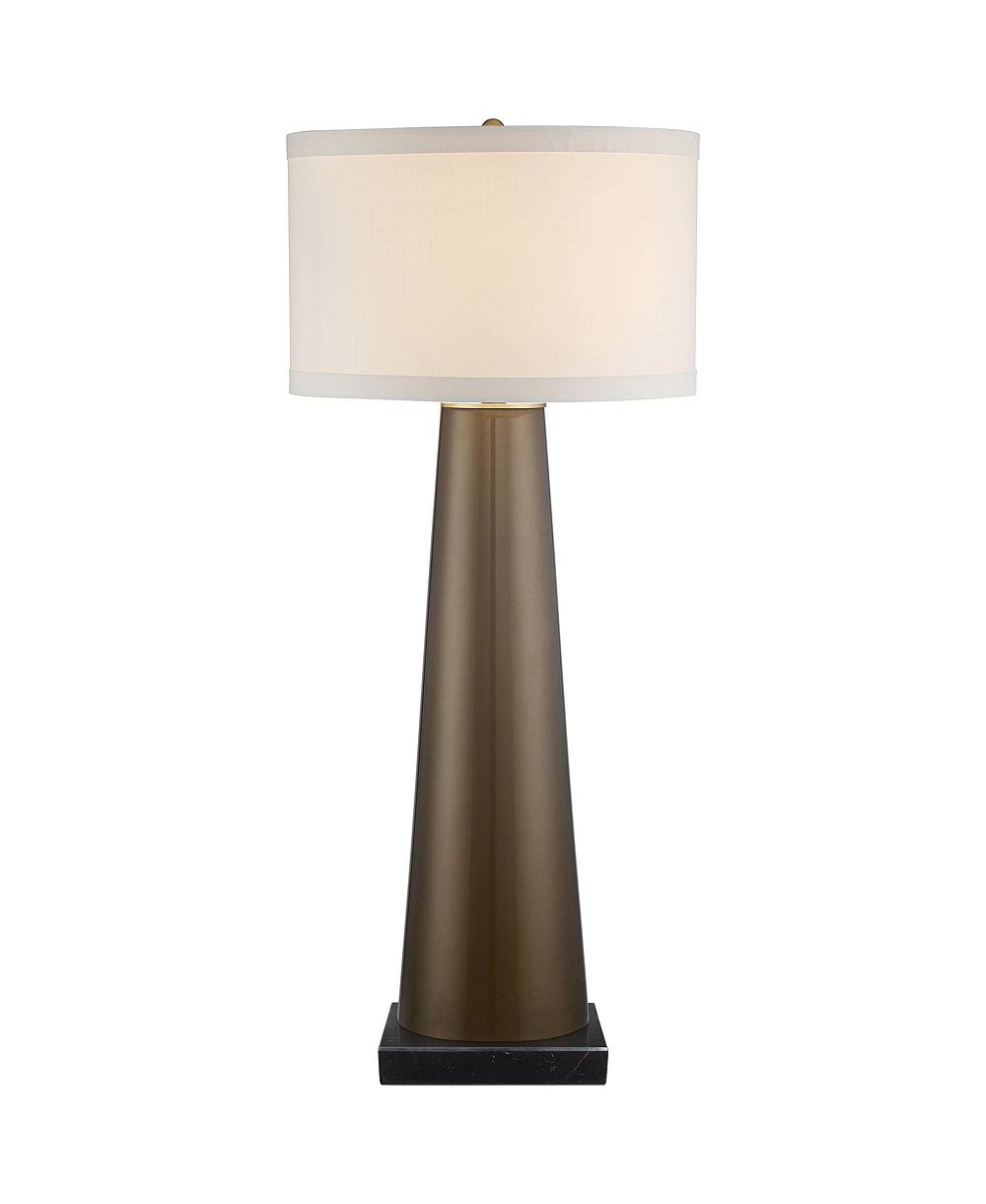 Современная настольная лампа Possini Euro Design Marble Riser 36" Tall Dark Gold Glass Shade для спальни и гостиной