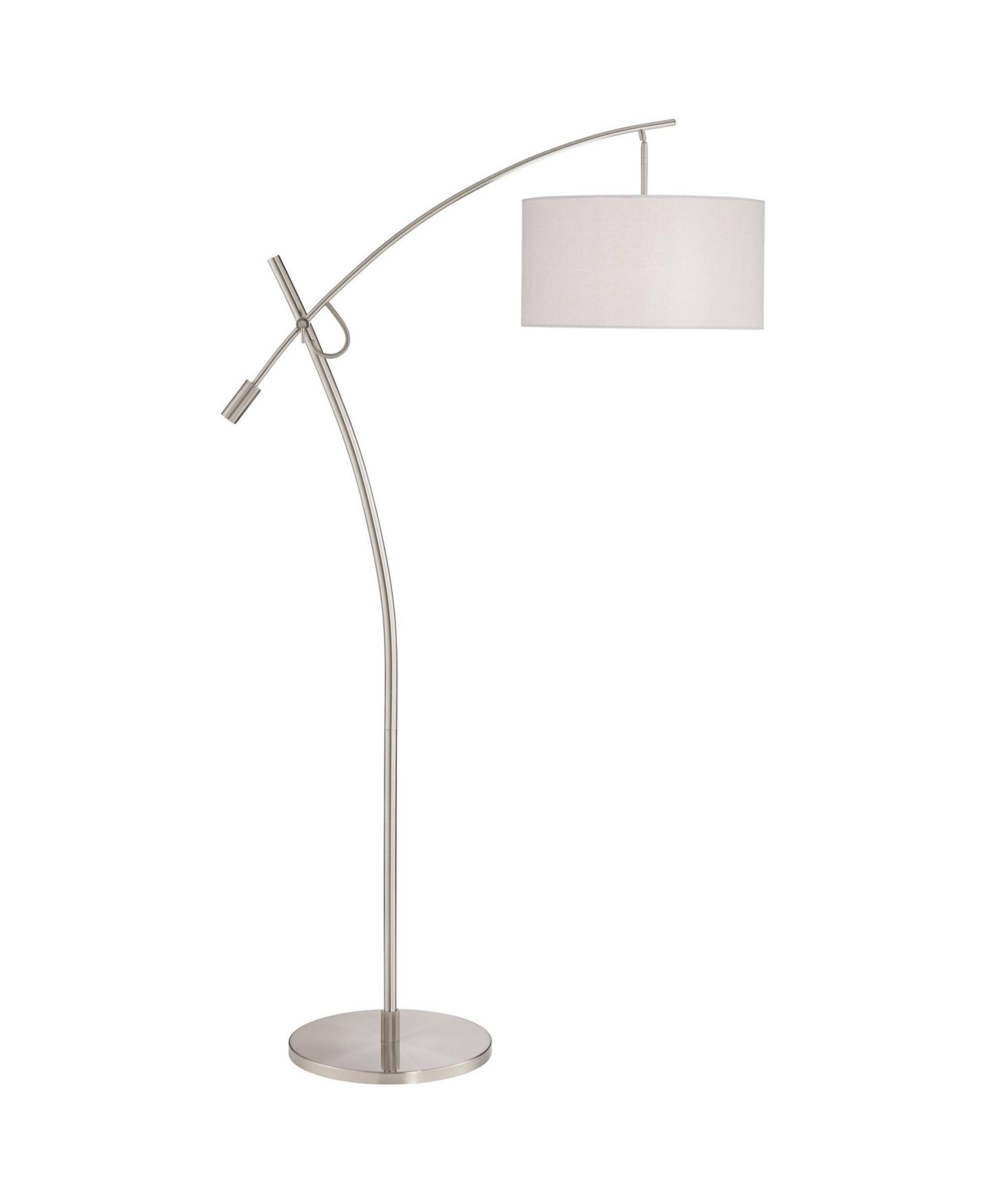 Possini Euro Design современный напольный торшер с USB charging port 69" Tall Nickel Drum Shade Adjustable Arm Living Room