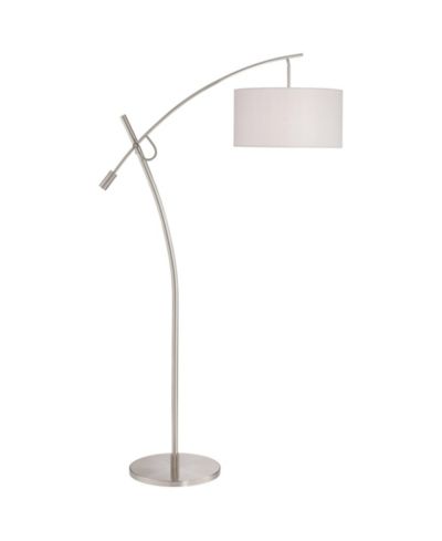 Possini Euro Design современный напольный торшер с USB charging port 69" Tall Nickel Drum Shade Adjustable Arm Living Room