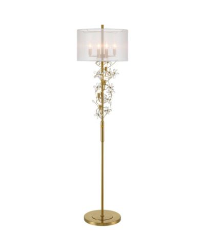 Напольный торшер Possini Euro Design Vivant Modern 71 1/2" Tall с 8 кристаллами и абажуром цвета Soft Gold