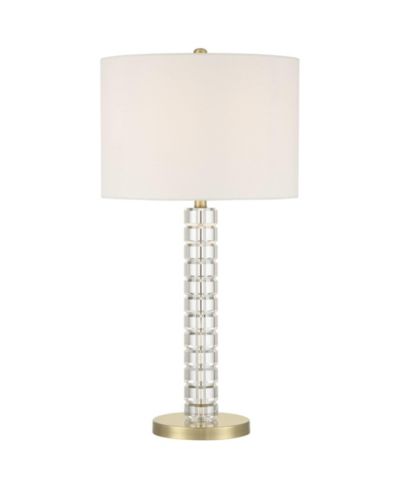 Possini Euro Design Cecil 31" Tall Large Modern End 3-Way Table Lamp Clear Brass Finish Acrylic Single  Shade Living Room Bedroom