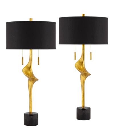 Набор настольных ламп Possini Euro Design Athena 35 1/2" Tall Sculptural Large Modern End Table, 2 шт., Gold Leaf