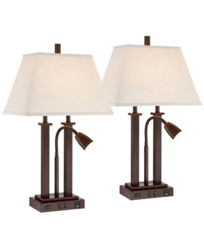 Possini Euro Design настольная лампа Deacon High Industrial, комплект из 2 шт, USB, AC, бронзовый цвет