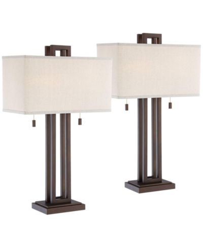 Набор из 2 ламп для прикроватной тумбочки Possini Euro Design Bronze Finish Metal