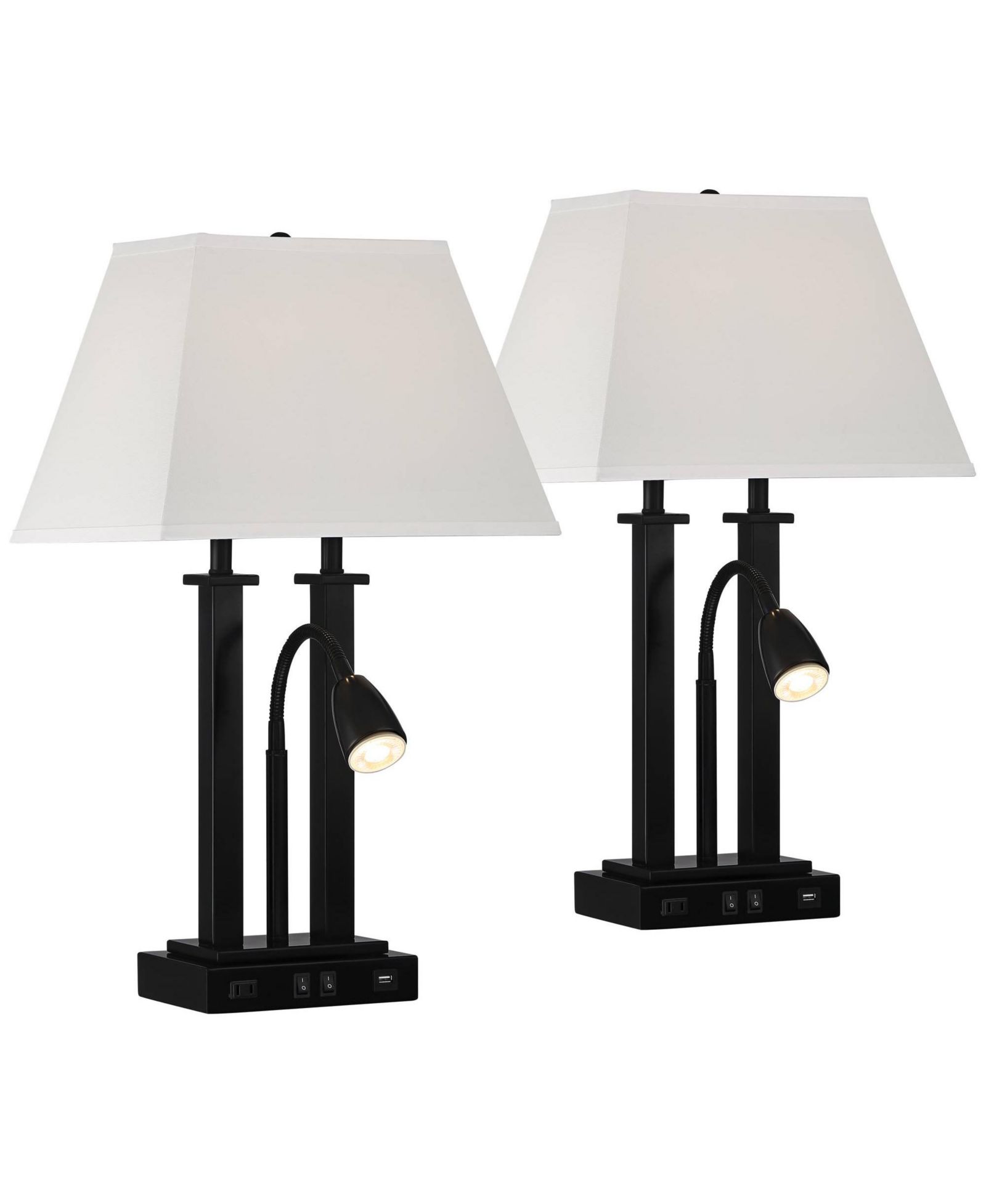 Набор настольных ламп Possini Euro Design Deacon 26" Industrial с USB и розеткой AC