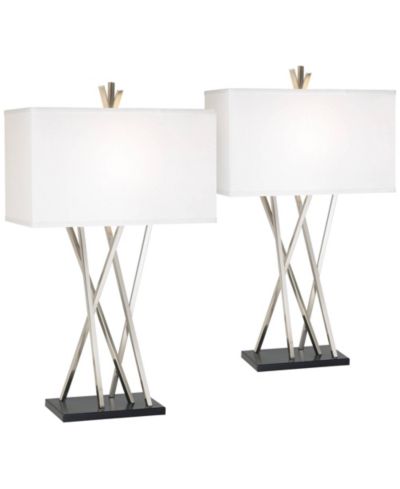 Комплект настольных ламп Possini Euro Design Asymmetry 30" Tall Modern End Table Lamps, 2 шт. Silver Brushed Steel Finish Metal