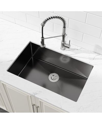 BUSDAYS Stainless Steel Kitchen Sink, 30″x19″ Single Bowl, Undermount HandmadeSink , with US Standard Drain and Hook, SS-BL-05