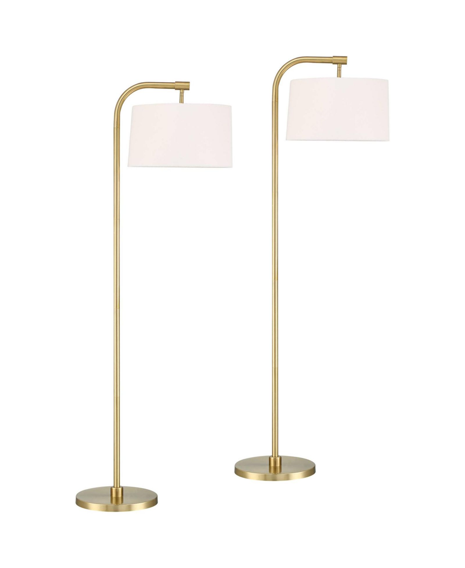 360 Lighting Serra Modern 64" Tall Standing Floor Lamps Set of 2 Lights Chairside Arc Foot Switch Offset Arm Metal Warm