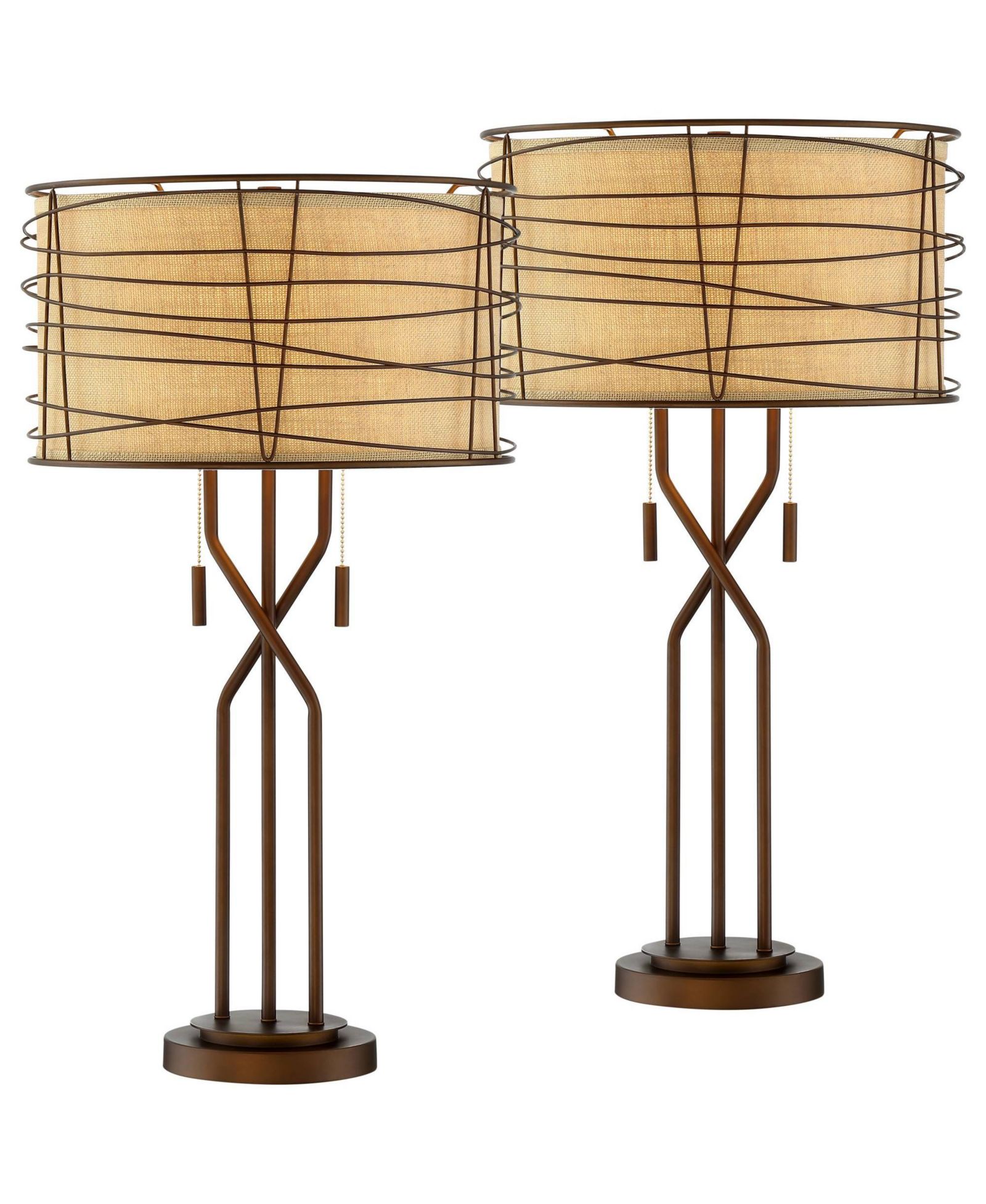 Набор настольных ламп Franklin Iron Works Marlowe 28 3/4" Tall Farmhouse Modern End Table Lamps Set of 2