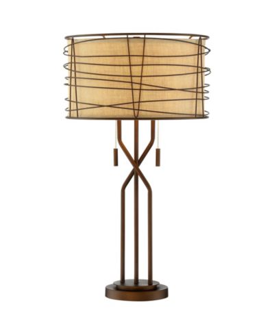 Промышленная настольная лампа Franklin Iron Works Marlowe, высота 28.75", с USB-портом и двойным абажуром