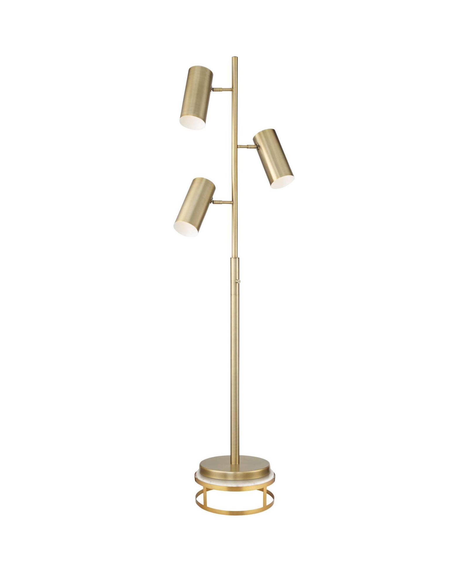 Possini Euro Design Canasta Trac Modern Tree Floor Lamp with Riser 72 1/2" Tall Satin Brass 3-Light Adjustable Metal Shade for Living Room Reading