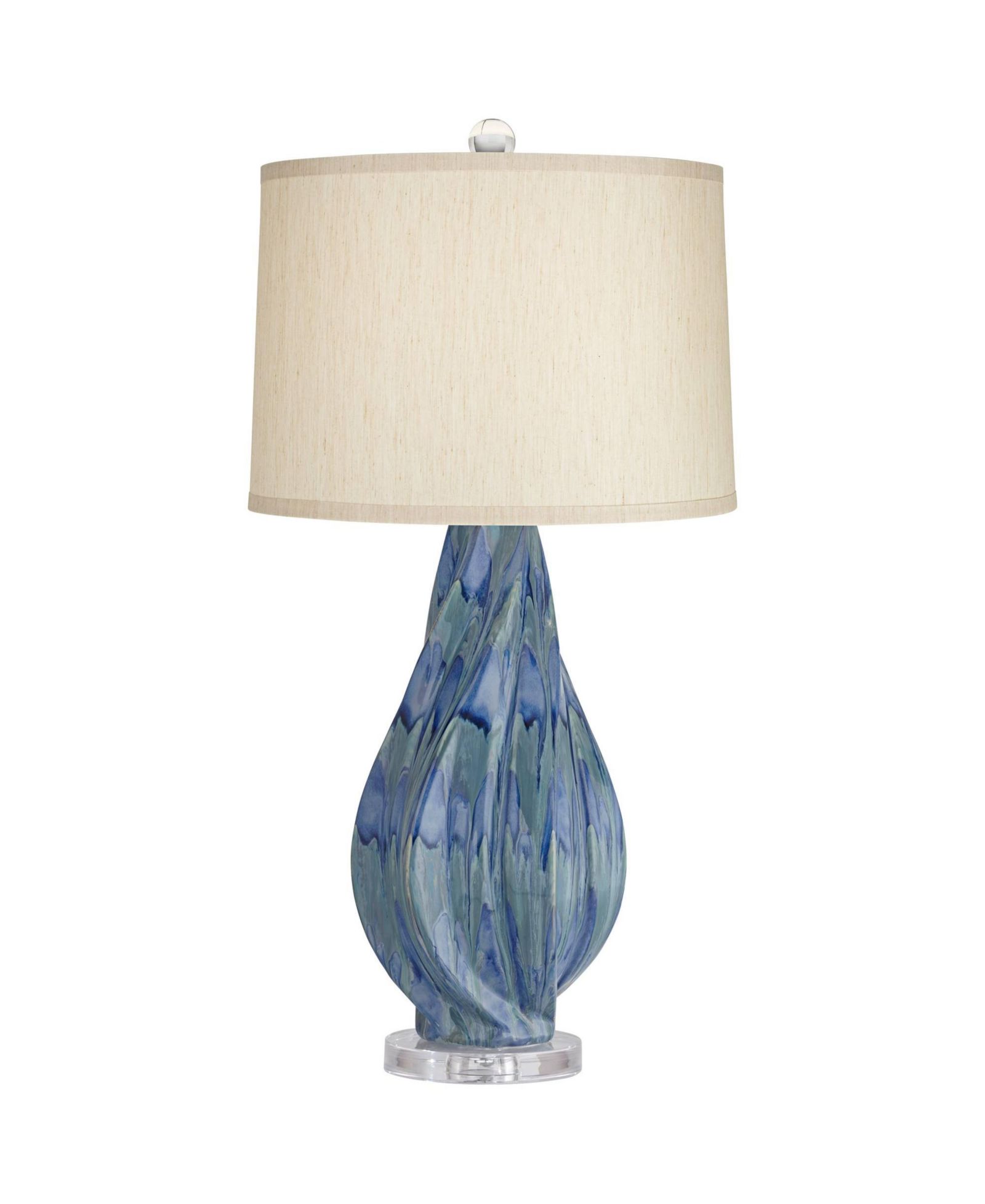 Possini Euro Design Modern Table Lamp with USB Charging Port 31" Tall Teal Ceramic  Drum Shade Living Room Bedroom Bedside (Color May Vary)