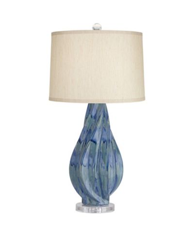 Possini Euro Design современная настольная лампа с USB Charging Port, 31" Tall, бирюзовая керамика