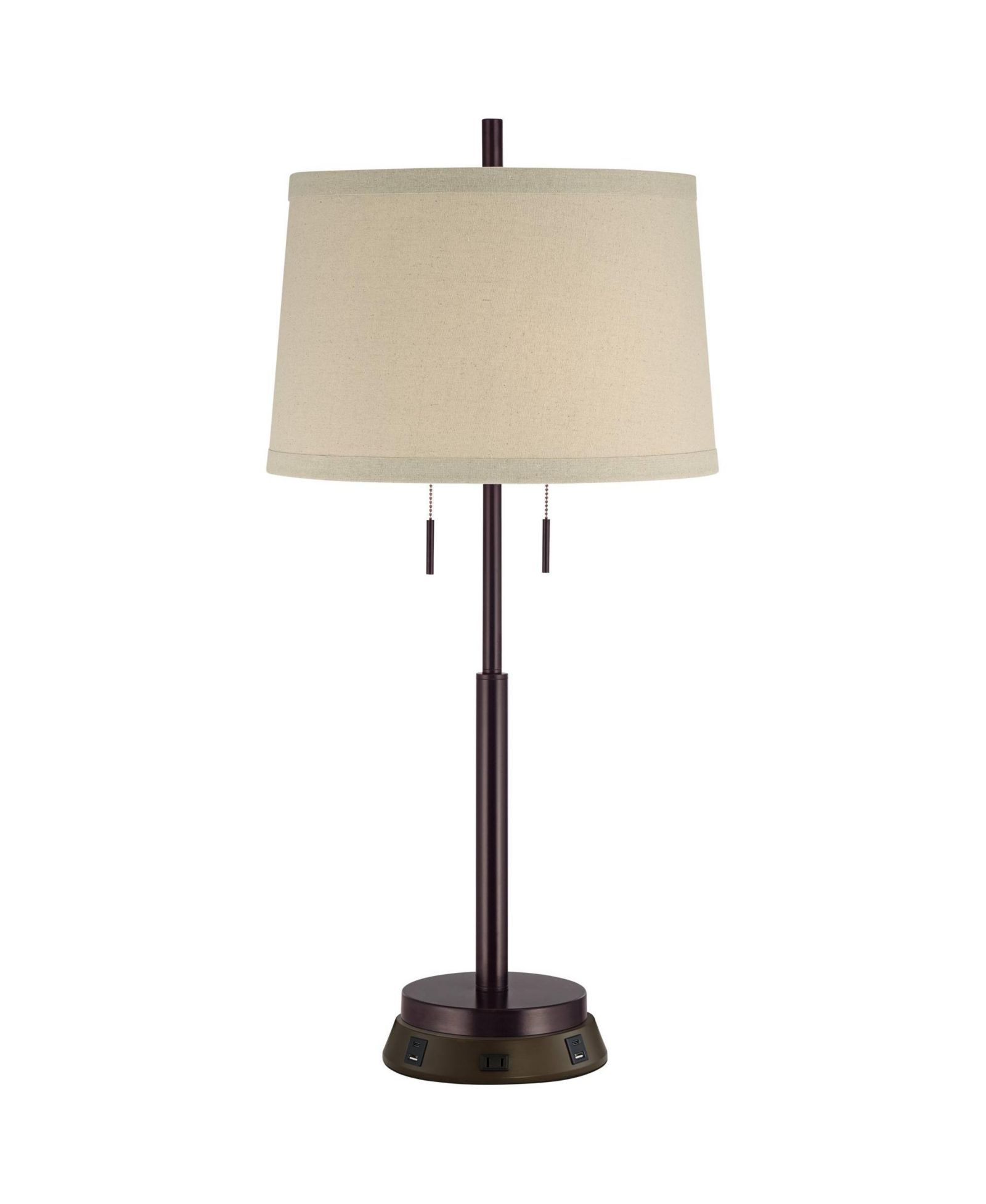 Современная настольная лампа Possini Euro Design с USB и розеткой, 33" Tall Drum Shade Office