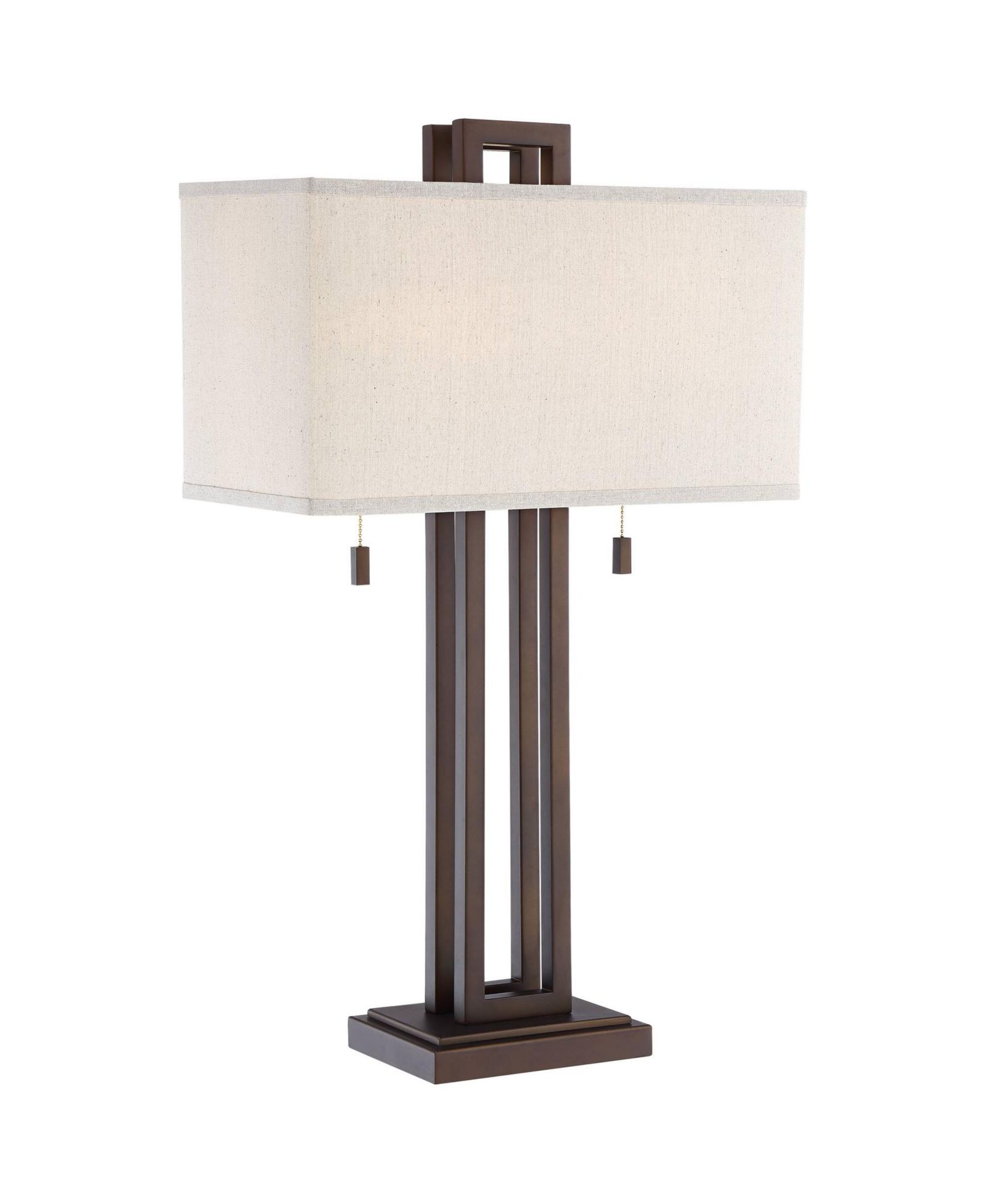 Possini Euro Design Gossard Modern Industrial Table Lamp 30" Tall Bronze with USB Charging Port  Rectangular Shade for Bedroom Living Room Office