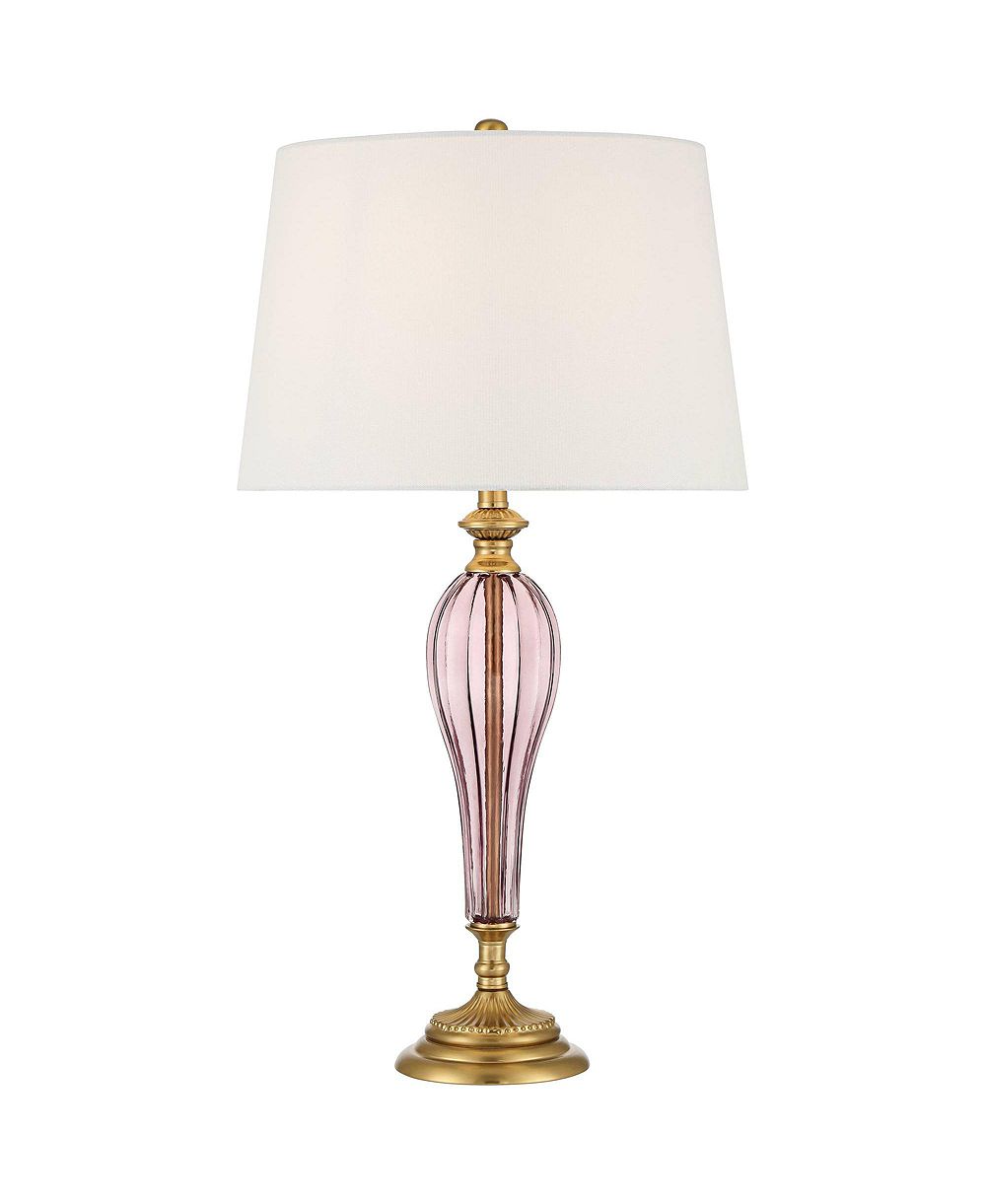 Possini Euro Design Clarrissa 31 1/2" Tall Fluted Vase Large Traditional End 3-Way Table Lamp  Brass Finish Glass Single Living Room
