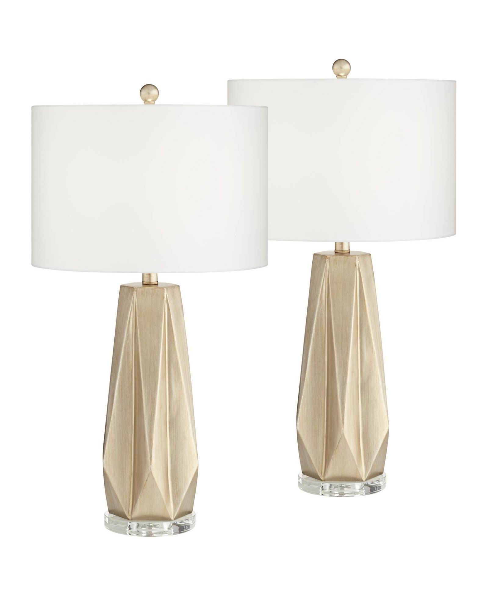 Набор настольных ламп Possini Euro Design Bravo 28" Tall Geometric Modern, 2 шт., отделка Champagne