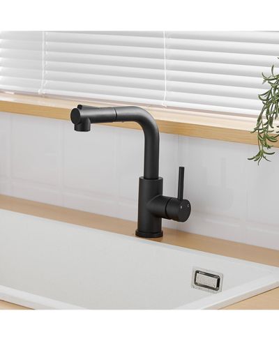 BUSDAYS Sink Faucet, Black Kitchen Faucets with Pull out Sprayer, Bathroom Sink Faucets Mini Bar Prep Faucet