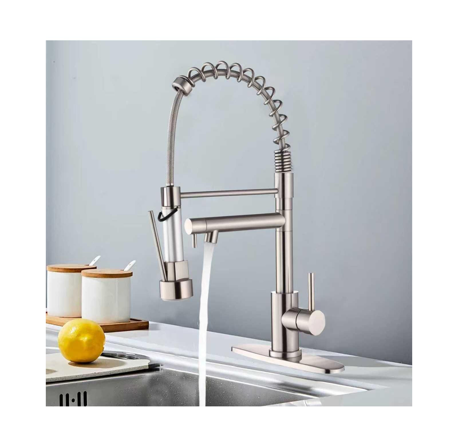 BUSDAYS Touch Kitchen Faucet with Pull Down Sprayer, 2-Mode Spring Neck, Brushed Nickel