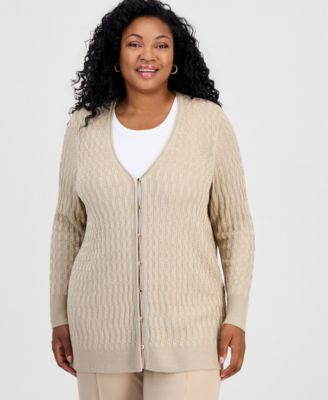 Кардиган JM Collection Plus Size Metallic-Threaded Textured