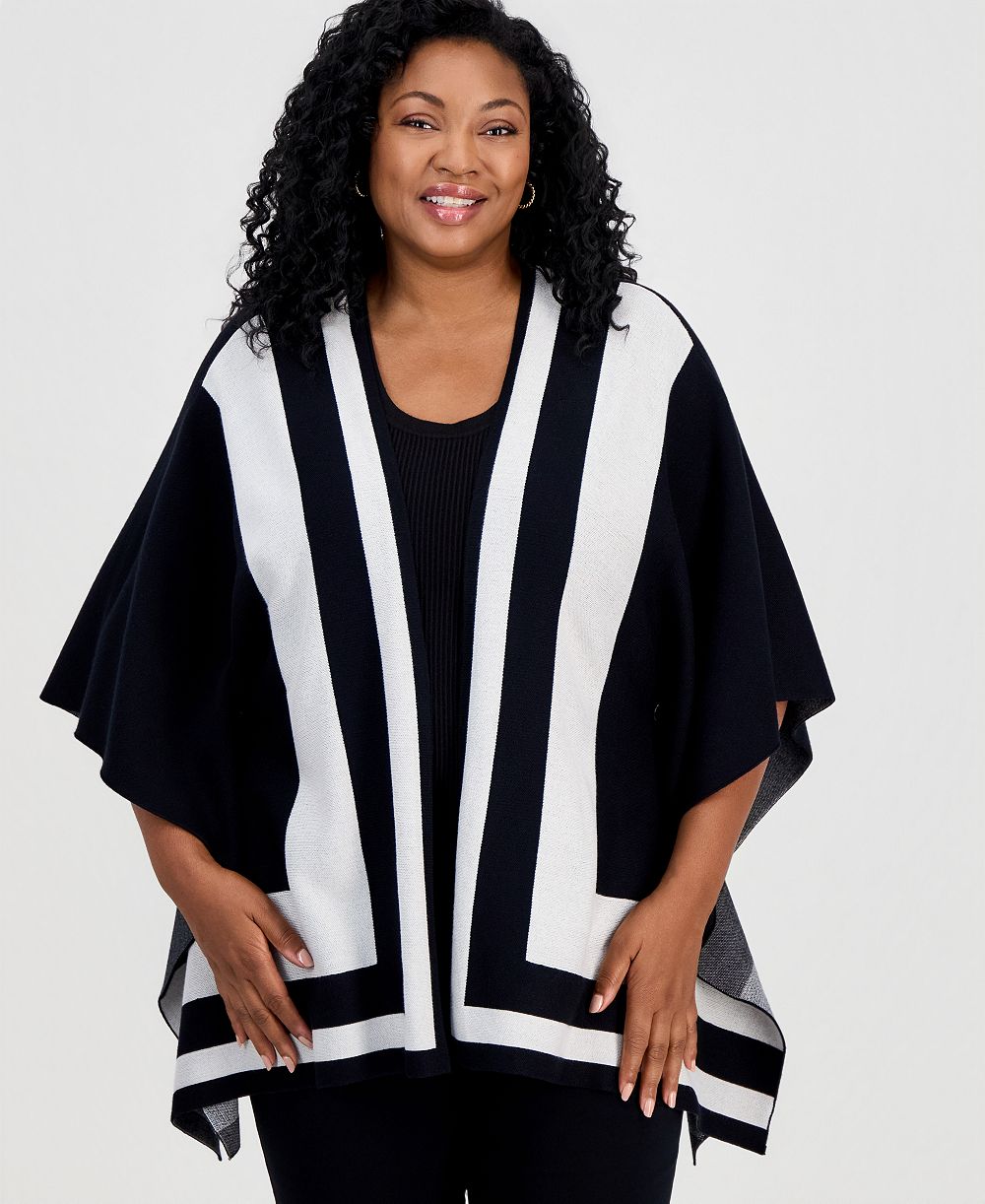 Кардиган Plus Size JM Collection с коротким рукавом и цветовым блоком