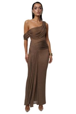 JLUXLABEL Women's Draped Metallic Maxi Dress