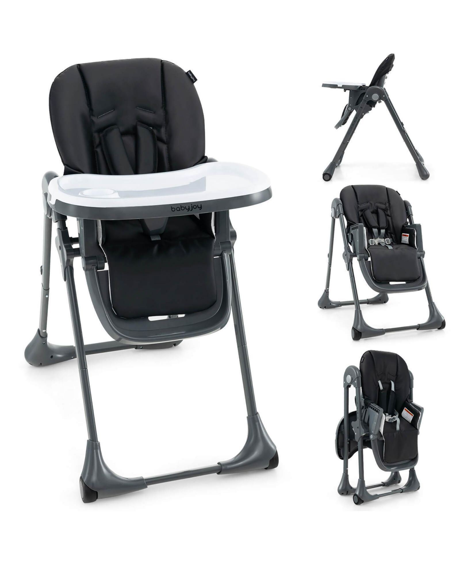 Gymax Baby High Chair w/ 7 Height and 3 Footrest Adjustable Cup holder 2 Wheels