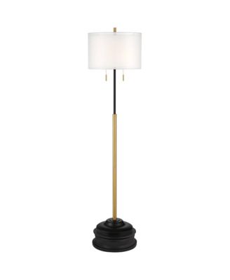 Современный торшер Possini Euro Design Roxie с латунным металлом и льняным абажуром 65 1/2" Tall