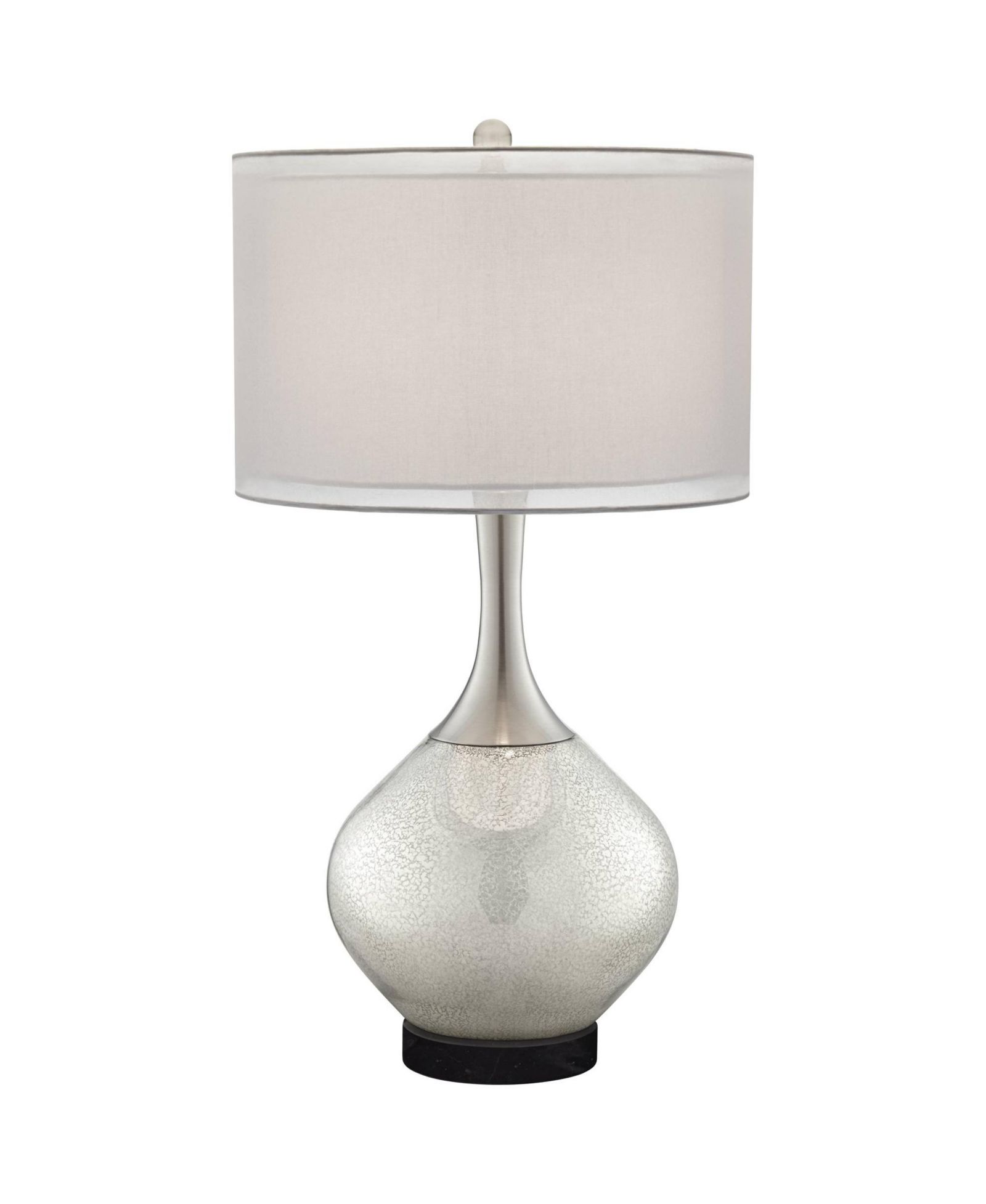 Современная настольная лампа Possini Euro Design Swift Modern с круглым мраморным основанием 30 1/2" Tall Mercury Glass Double Shade для спальни и гостиной