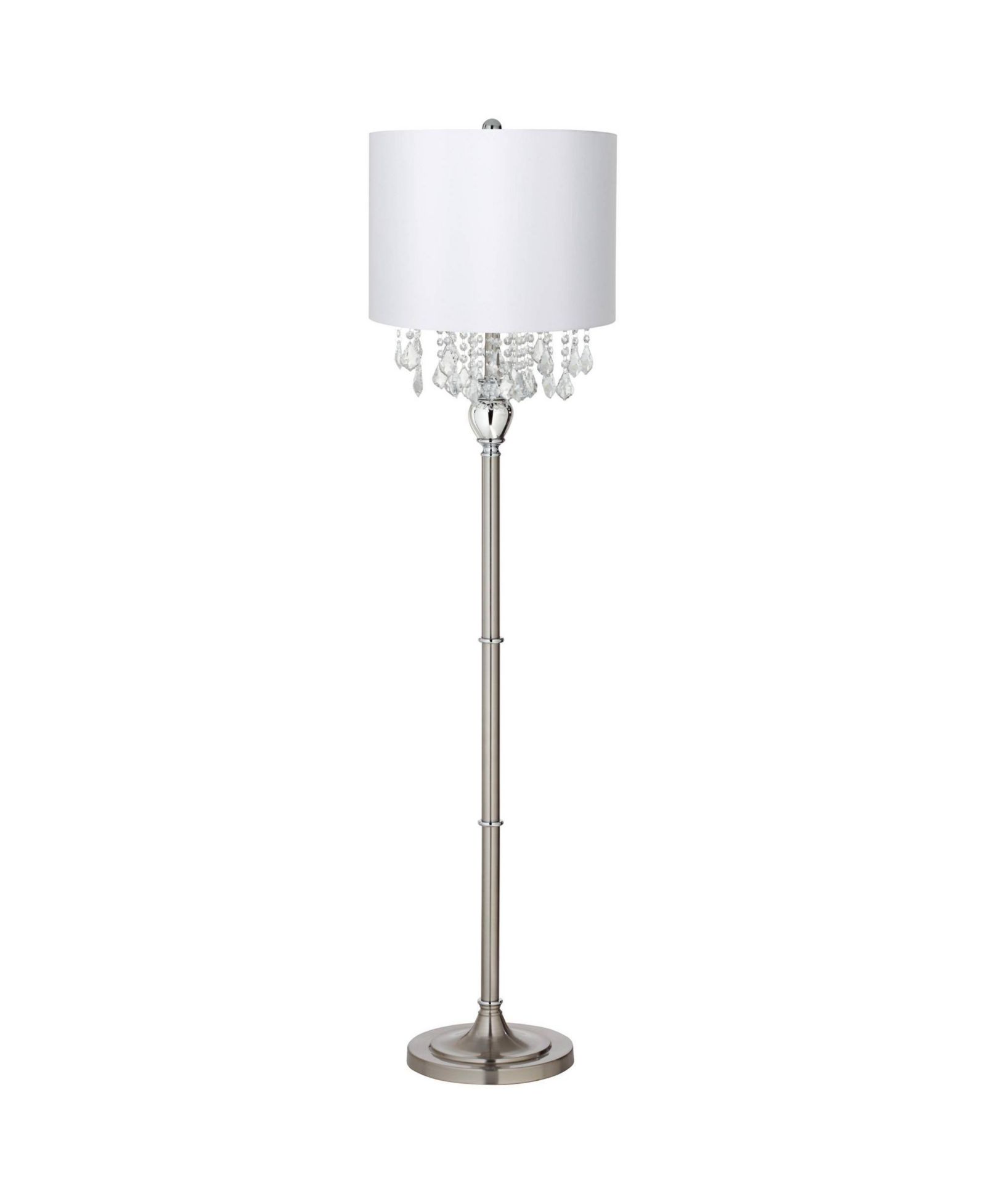 Торшер 360 Lighting Crystals Traditional Luxury 60 1/2" Tall Standing Floor Lamp Metal Satin Steel Finish Office Drum
